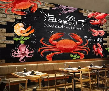 Beibehang ozadje po Meri moda 3d photo zidana original ročno poslikano seafood restaurant ozadja zidana 3d de papel parede - 
