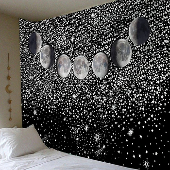 Night Moon Tapestry Black Starry Wall Hanging tapiz mandala tapestries bohimian - 