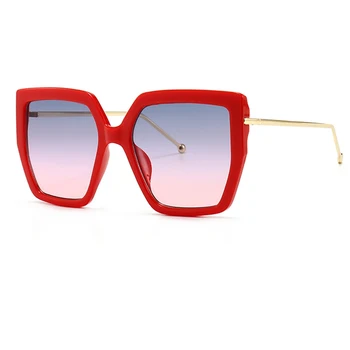 Kvadratni Gradient Odtenkih Za Ženske, Luksuzni Oversize sončna Očala Moda Kovinski Okvir Modra sončna očala Metulj Oculos Feminino - 