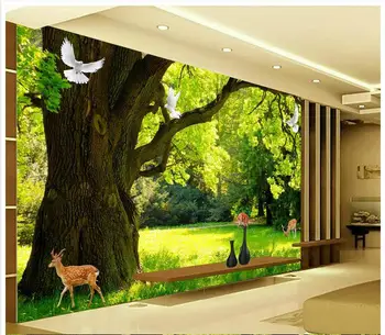 Po meri High-end zidana 3d photo 3d ozadje freske ozadje High definition sodobne preprost gozdne kulise 3D TV ozadju stene - 