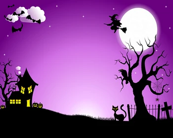 Fotografija Ozadje Halloween Luna drevo mačka Noč Straši gradu Bučno Ozadju Otroci Odrasli, Kostum Stranka Foto Studio Prop - 