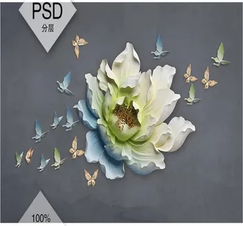 Prilagodljiv ozadje 3D/5D/8D nepremočljiva steno, ki zajemajo sodobne preprost tridimenzionalni relief cvet metulj - 