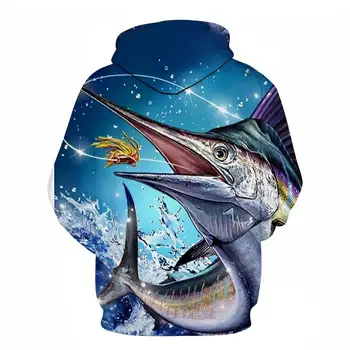 Moda Novo Hoodie Moških Priložnostne Plašč 2021 Najnovejšo 3D Tiskanja Ribe Vzorec Majica Pomlad Jesen Majica Moški - 
