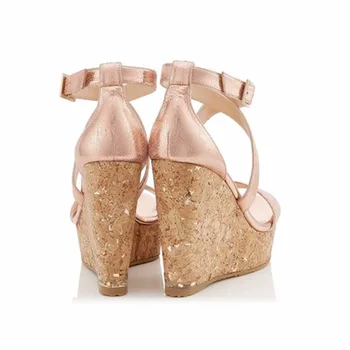 Arden Furtado 2018 poletje platformo modni sandali, čevlji za ženske plute klini visokih petah 14 cm gleženj trak kuverta pete cevlji ženske - 