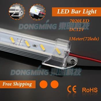 5pcs 100cm 12V led bar svetlobe 7020 led luces trakovi iz aluminija 1m + U Profil + PC mlečno/clear cover + DC priključki - 