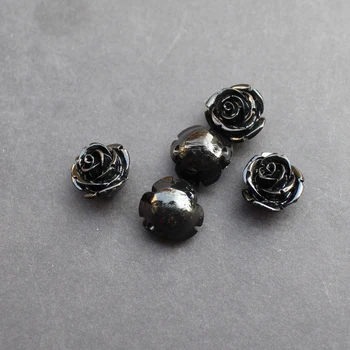 (10 Kosov/veliko) 12 mm 15 mm Črna barva Umetnega Koralni Rose Chrysoprase Koralni cvet za Nakit, izdelava - 