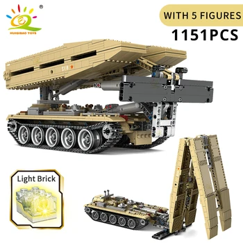 HUIQIBAO 1151pcs Vojaška Oklepna Vozila Začela Bridge Tank gradniki Vojak Vojske WW2 Orožje Opeke Igrače za Otroke - 
