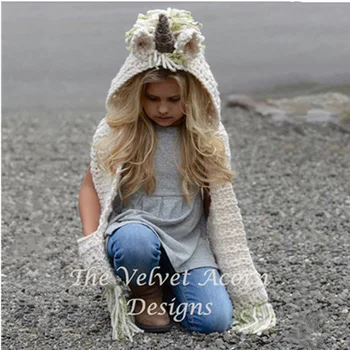 Baby Dekleta Risanka Samorog Rog Hooded Ogrinjala Rese Šal Design Ogrinjala Nov Modni Otroke Božič Outerwears za 1,5-2 kg#4658 - 