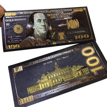 Starinsko Črno Zlato Folijo 100 USD Valuti Spominski Dolarjev Bankovcev Dekor - 