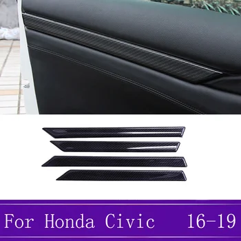 4Pcs/set Ogljikovih Vlaken Notranja Vrata Trim Trakovi karoserije Styling Kritje Dekoracijo Primerni Za Honda Civic 10. 2016 2017 2018 2019 - 