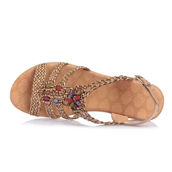 YAERNI 2019Ethnic Ženske sandale poletje tkane sandali dihanje ženske klin sandale zapatos mujer velikost 35-42E969 - 