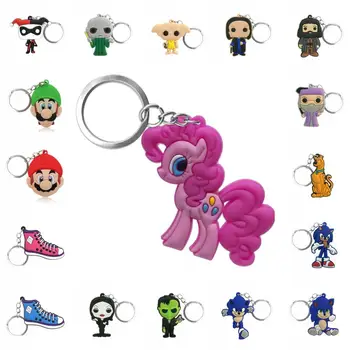 1pcs Risanka Slika Lepo Keychain PVC Mini Anime Key Ring Otroci Igrače Obesek Ključnih verige Imetnik Modni Nakit - 