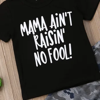 2019 Vzročno baby Fantje Maskirno obleko set T-shirt Kratek Rokav, Dolge Hlače za Otroka, Otrok Krpo Otrok Malčka Oblačila - 