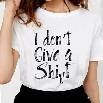Jaz Ne Dajejo Shirt majica s kratkimi rokavi Ženske Modne Ženske Črko T-Shirt Mehko Bombažno Priložnostne Beli Vrhovi Tees S1828 - 