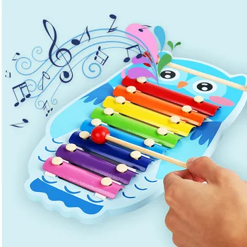 Lesene Music Box Otrok Igračo Klavir Tolkala Instrument za Dojenčke Baby Izobraževalne Igrače Funt Glasbena Igrača Xylophone za Otroke - 