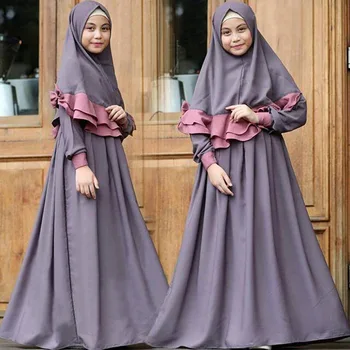 2PCS Tradicionalnih Otroci, Oblačila, Moda Otrok Abaya Muslimansko Dekle Obleko Jilbab in Abaya Islamske Otrok Hidžab Obleke - 