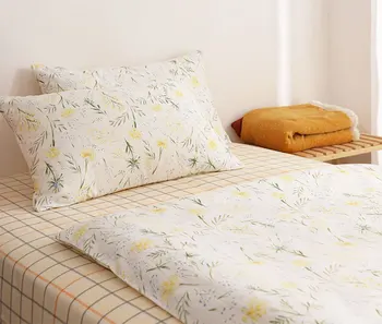 Rumeni cvet zelenih listov posteljnina nabor najstniških otrok, fant, dekle,bombaž twin polno kraljica doma, tekstilne posteljo stanja vzglavnik odeja pokrov - 
