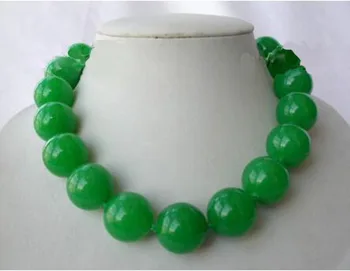 Omamljanje big 20 mm krog green jade kroglice ogrlica - 