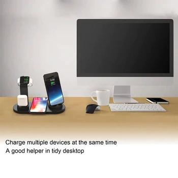 Qi Brezžični Polnilnik 4 v 1 Apple Watch Polnilnik Dock iphone polnilno Postajo Micro USB Tip C Stojalo Hitro Polnjenje Za Vse Telefon - 