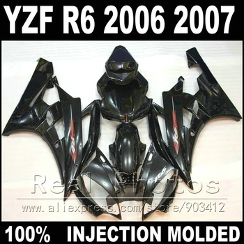 Fit za YAMAHA R6 oklep kit 06 07 brizganje vse sijajni črni 2006 2007 YZF R6 fairings - 