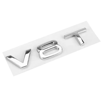 Avto Zadaj Kovinski V8T Emblem Značko Nalepke, Srebrne Styling Primerna za A1 A3 A4 A5 A6 A7 V3 V5 V7 S6 S7 S8 S4 - 