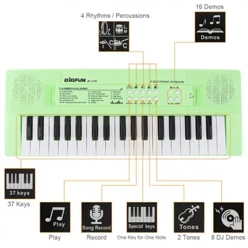 37 Tipke ABS Elektronski Tipkovnico Klavirja Digitalne Glasbe Tipko Odbor z Mikrofonom Otrok Darilo Glasbeni Razsvetljenje - 