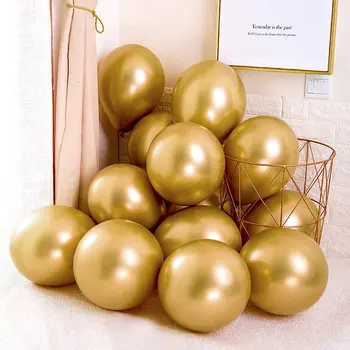 Metable Baloni Zlato je Kovinski, 50 KOS 12-Palčni Svetleči Krom v Zlato za Rojstni dan, Diplomi Kokoš Stranka Festival Dekor Dobave - 