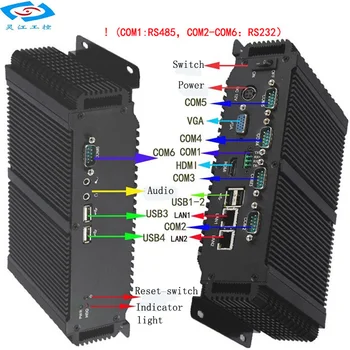 Brez ventilatorja Mini pc 2*Mini PCIE 6*com 2*LAN, 1*HDMI, 1*VGA Vgrajeni industrijski računalnik za Tanker - 