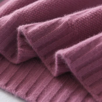 2020 nov slog volne dame Proti-vrat puloverju pulover z dolgimi rokavi pure color all-tekmo priložnostne kašmir znanja pulover - 