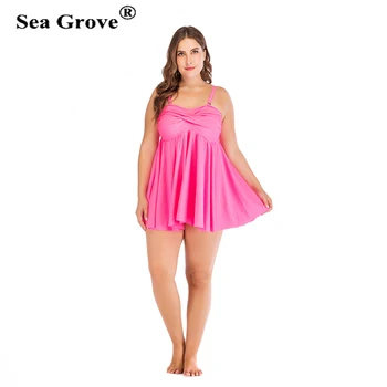 Plus Velikost XL-5XL Dveh Kosov Obleke, Kopalke Ženske 2020 Seksi Plavati Obleko +Dnu Oblazinjeni Zgornji Kopalke Plažo kopalke - 