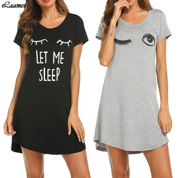 2020 Ženska Pismo Nightgowns In Sleepshirts Sleepwear Srčkan Spanja Majico Natisnjeno Obleko Noč Kratek Rokav More - 