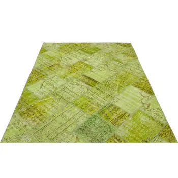 Ročno Zelena Letnik Overdyed Mozaik Področju Preprogo 161x231 Cm-5'3