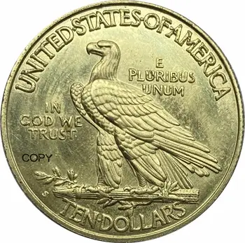Združene države Amerike 10 Dolarjev 1910 D S Prostosti Indijski Glavo Orel z geslom V BOGA ZAUPAMO Gold Brass Kovinski Kopijo Kovancev - 