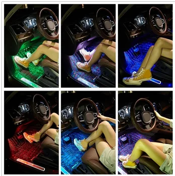 7Colors Avto Okolja Stopala Star Zvezdnato Svetlobe v Notranje Neon Vzdušje Lahka Glasba Glasovni Nadzor USB LED RGB Auto Dekorativne Svetilke# - 