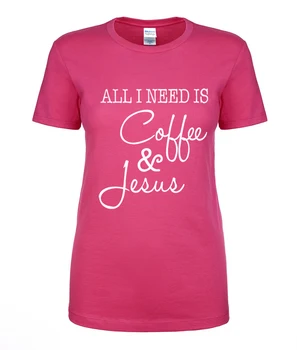 Smešno t shirt Vse, kar Potrebujete, Je Kava in Jezus črke natisni poletje majica s kratkimi rokavi ženske 2019 bombaž visoke kakovosti novost vrhovi za lady - 