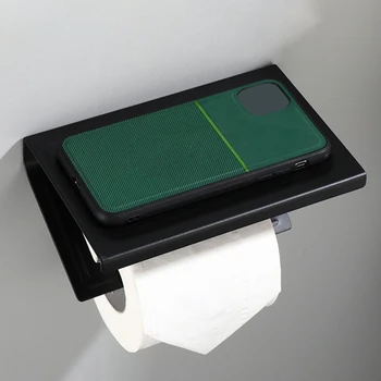 Bathroom Paper Phone Holder Shelf Stainless Steel Toilet Paper Holder Wall Mount Mobile Phones Towel Rack Bathroom Accessories - 