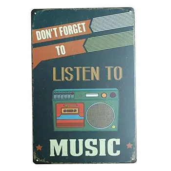 Tin Prijavite Vintage Retro Doma Dekor Kovine Znaki Ne Pozabite, da Poslušanje Glasbe Wall Art Dekor Tin Znaki(8 x 12 Incheses) - 