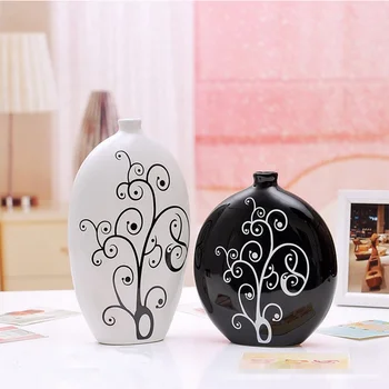 Japonski Keramične Obrti Vaza Doma Oprema Lepo, Minimalistično Črna in Bela Vaza Preprost Cvetlični Vzorec, Doma Dekor - 