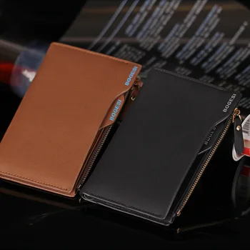 PU usnjena denarnica, moška kratka zadrgo denarnice kovanec za moške smart denarnice potni list sim paket moda mehka obraz črno denarnico XD491 - 