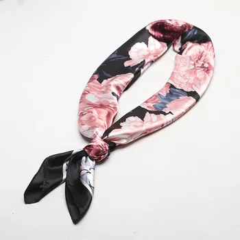 2020 90x90 Cvetlični Cvetlični Večnamenski ženske Svile keper šal Saten kvadratnih kravato Hairband ženske foulard femme brisačo bufanda šal - 