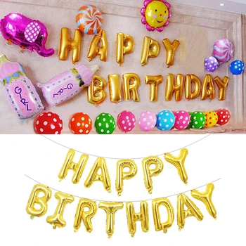 1 Niz x Aluminija Film Balon Banner Bunting Self Napihovanju Folijo Stranka Happy Birthday Lepe Izdelave Balon - 