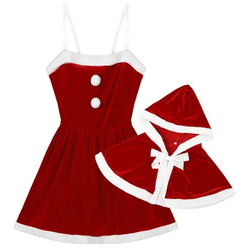 Ženske Jelenov Božič Kostum Mehko Žametno Koleno Dolžina Obleko s Kapuco Cape Obleko Božič Praznik Temo Stranki Elegent Obleko gor - 