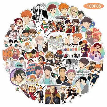 100 kozarcev/Set Haikyuu!! Nalepke Japonski Anime Nalepke Za Nalepko Na Kitaro Kovček Laptop, Telefon, Hladilnik Motorno Kolo Avto - 