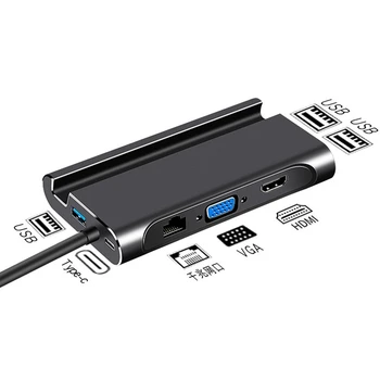 7 v 1 Tip C Središče za Pro Huawei Matebook Prenosni računalnik, Pametni telefon VGA PD LAN USB 3.0 za HDMI priključek za Razširitveno Postajo - 