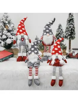Božič Elf Dekoracijo Ročno Trak Sedel Stoji Gnome švedski Lutka Igrača M68E - 