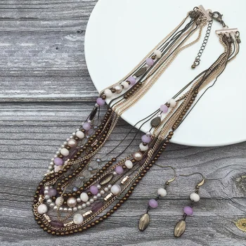 Mix barve moda multi layer verige noge izjavo ovratnik ogrlica stranka darila nakit za ženske - 