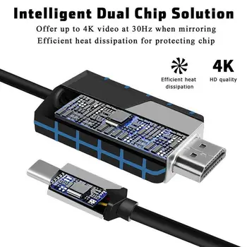 USB Tip-C Moški Hdtv HDMI-združljiv Moški Kabel, Adapter, Kabel Tip C Do Hdmi je združljiv Kabel Mobilni Računalnik, 4k Video Cabl - 