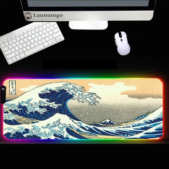 RGB Mouse Pad Lep Vzorec Valov Design HD Tiskanja Gaming Pripomočki Mousemat xxl Svetlobna Polnjenje Mousepad Igralec - 