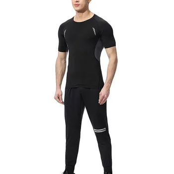 Športna moška obleka kratka sleeved fitnes obleko hlače dihanje športno obleko okoli vratu tesno obleko Y604 - 