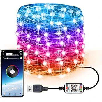 Vila Luči USB Priključite v Niz Led Osvetlitev Zunanja Notranja Svjetlucati Luči Barva Spreminja, Pravljice Niz Luči Bluetooth Glasbe RBG - 